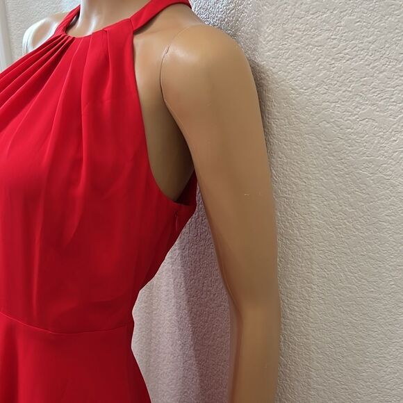 Express Dress Sz 4 Red Halter Fit & Flair Sleeveless Mini Summer Cocktail Party - Picture 4 of 15